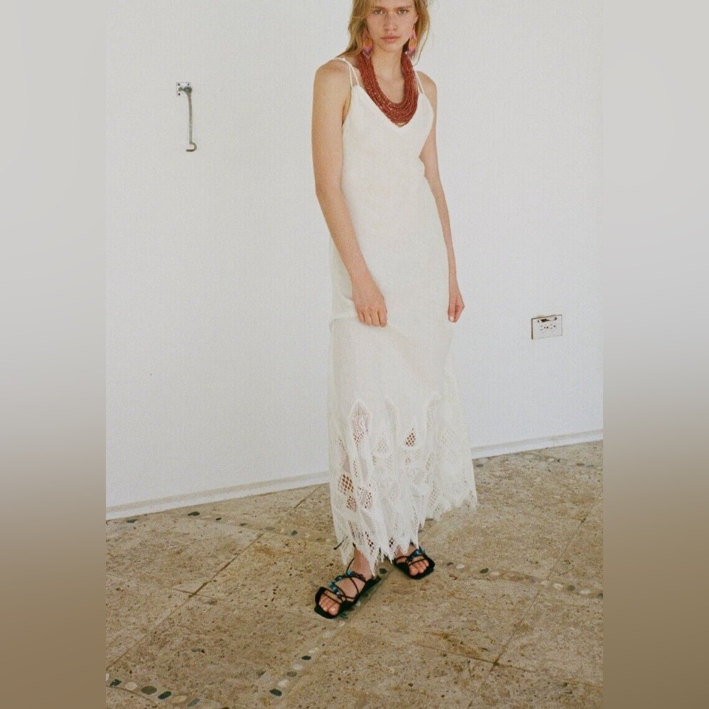 NWT Zara Limited Edition Lace Linen Dress Size XS
